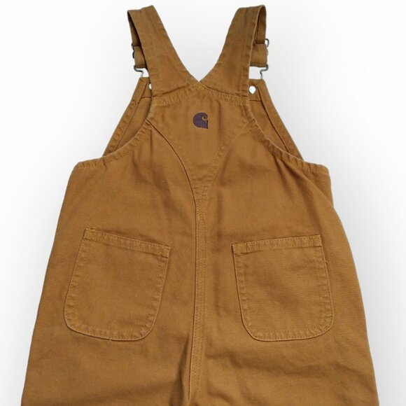 Carhartt Canvas Bib Overalls Toddler Size 2T Brown Double Knee Loose Fit Cotton - Picture 7 of 9